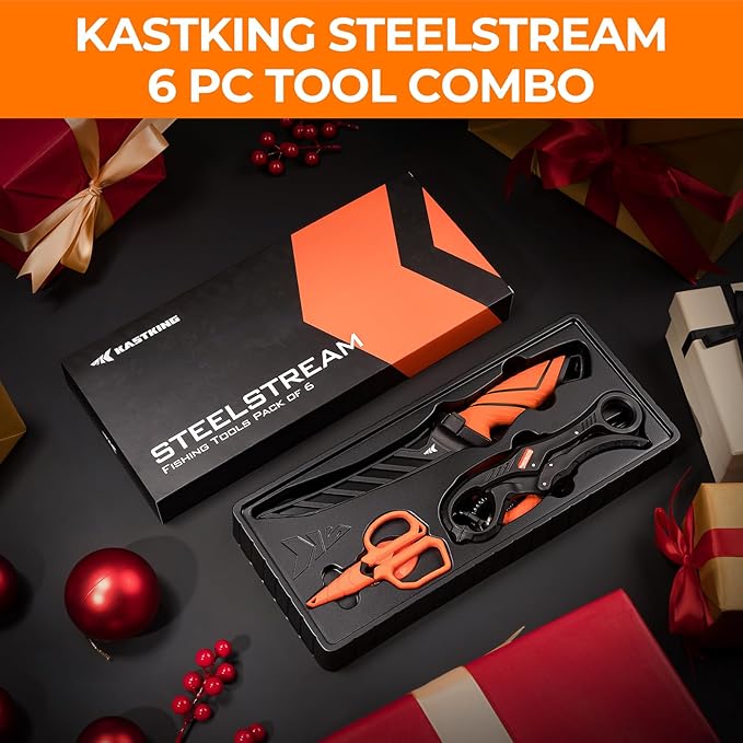 KastKing SteelStream 6pc Fishing Tool Kit - Corrosion Resistant Fishing Pliers with Lanyard, Fillet Knife, Floating Fish Lip Gripper, Fishing Braid Scissors, Tool Retractor, Fishing Gifts for Men - Image 4