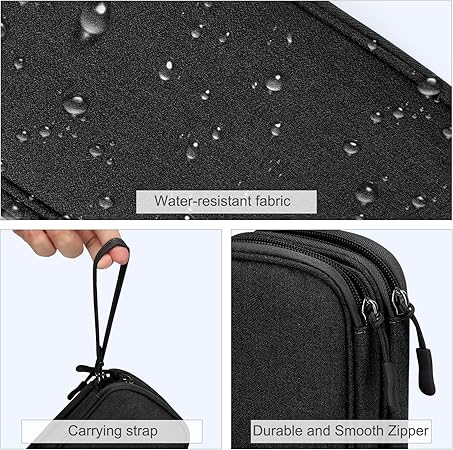 FYY Travel Cable Organizer Pouch Electronic Accessories Carry Case Portable Waterproof Double Layers All-in-One Storage Bag for Cord, Charger, Phone, Earphone Black - Image 3